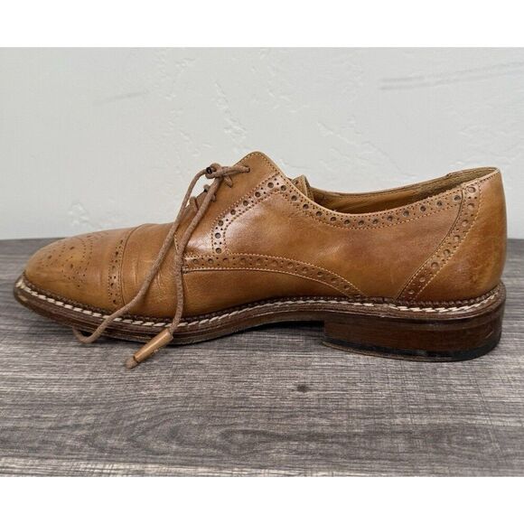 Mezlan Spain Brown Calfskin Leather Dress Shoes Men's 9.5 Cap-toe Derby Oxfords - Picture 7 of 12